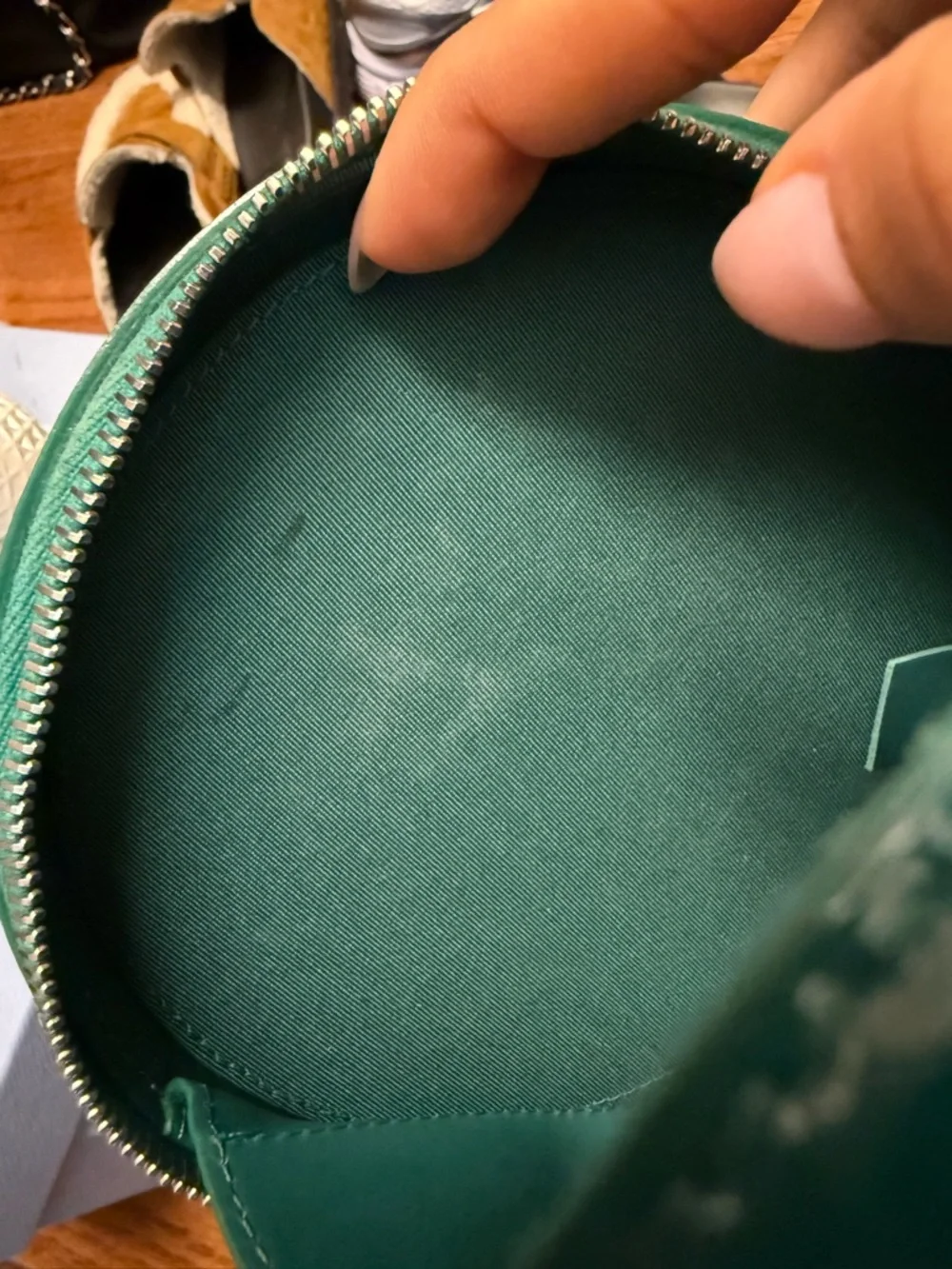 CHANEL ROUND AS EARTH GREEN PATENT LEATHER BAG